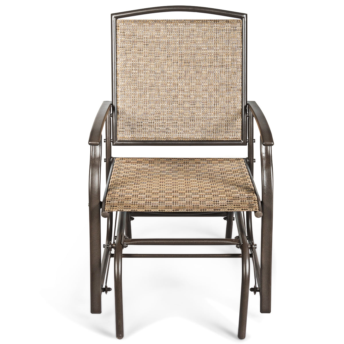 LIVSK Schommelstoel Tuinschommelstoel - Stalen Frame - Ergonomisch Ontwerp - Zachte Zwaaifunctie - Voor Buiten - Bruin