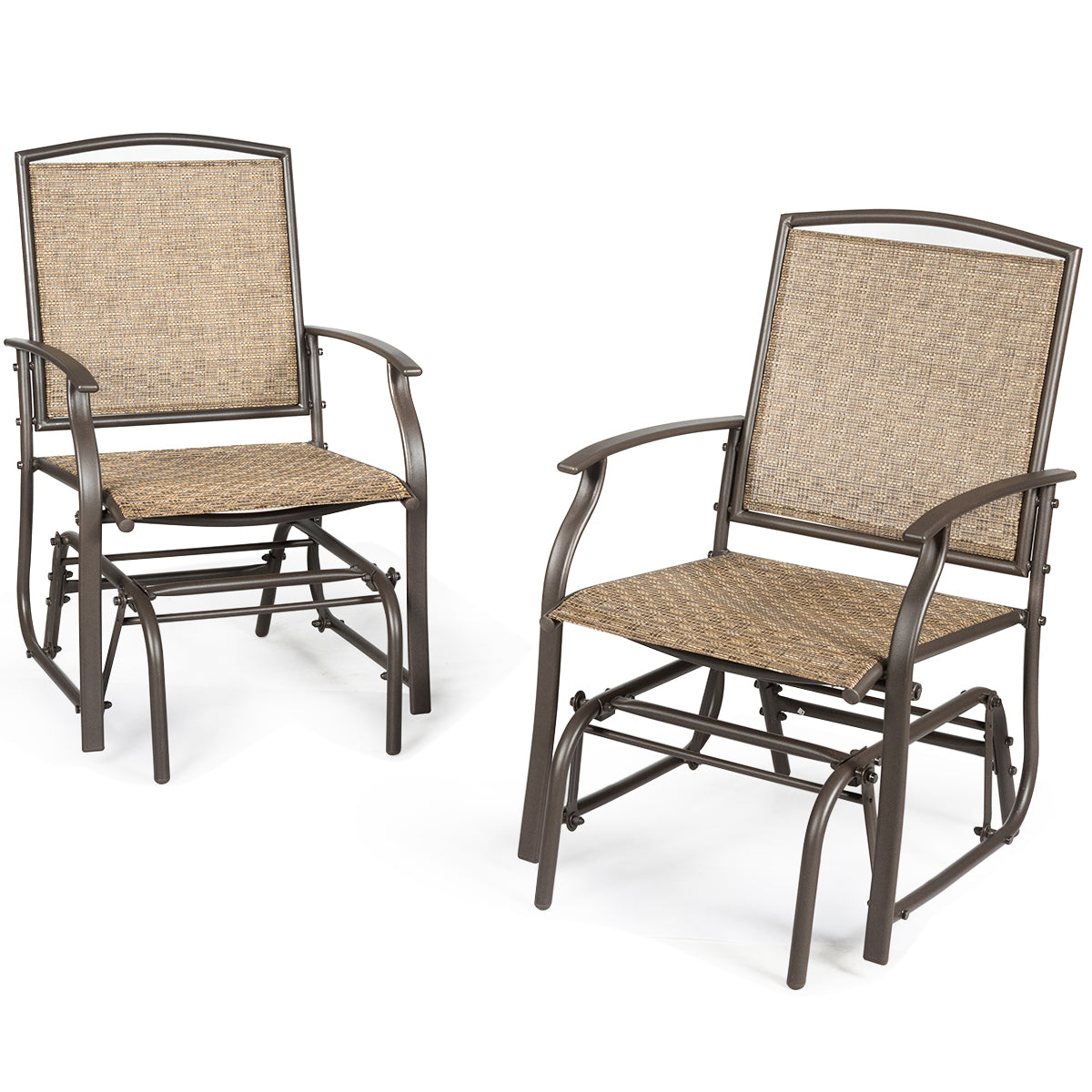 LIVSK Schommelstoel voor Buiten - Stevig Stalen Frame - Ergonomisch Ontwerp - Comfortabele Zitting - Tot 150 kg - Bruin