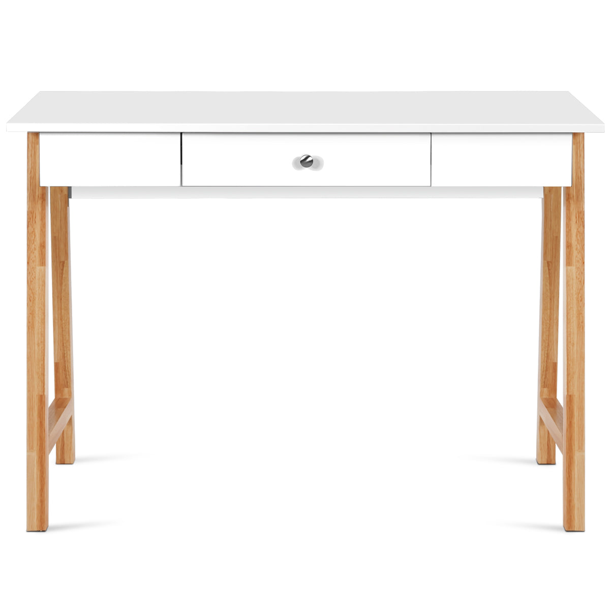 LIVSK Multifunctioneel Bureau - Wit P2 MDF Tafelblad - Ruime Lade - Stevige Rubberhouten Poten - 106,5 x 50 x 75,5 cm - Wit