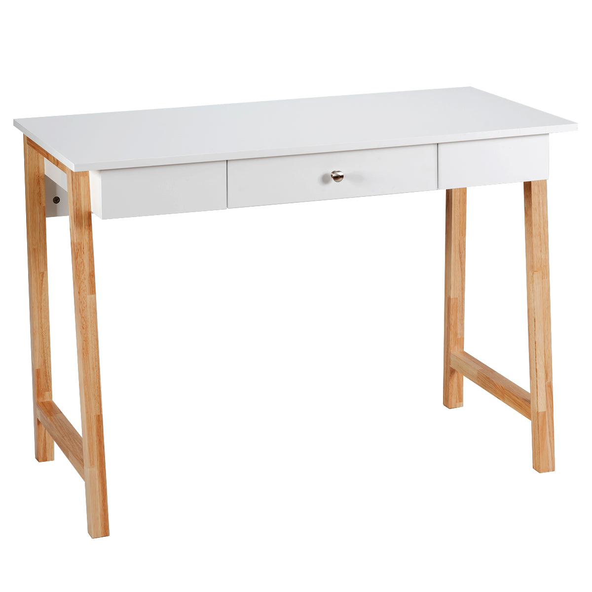 LIVSK Multifunctioneel Bureau - Wit P2 MDF Tafelblad - Ruime Lade - Stevige Rubberhouten Poten - 106,5 x 50 x 75,5 cm - Wit