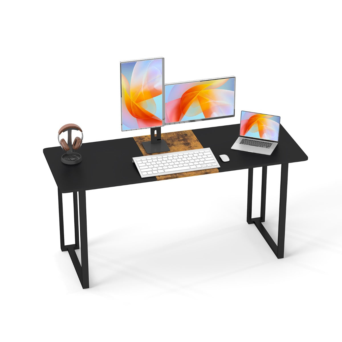 LIVSK Computerbureau - Ruim Werkoppervlak 160 x 60 cm - Stevig Metalen Frame - Comfortabel Design - Rustiek bruin & zwart