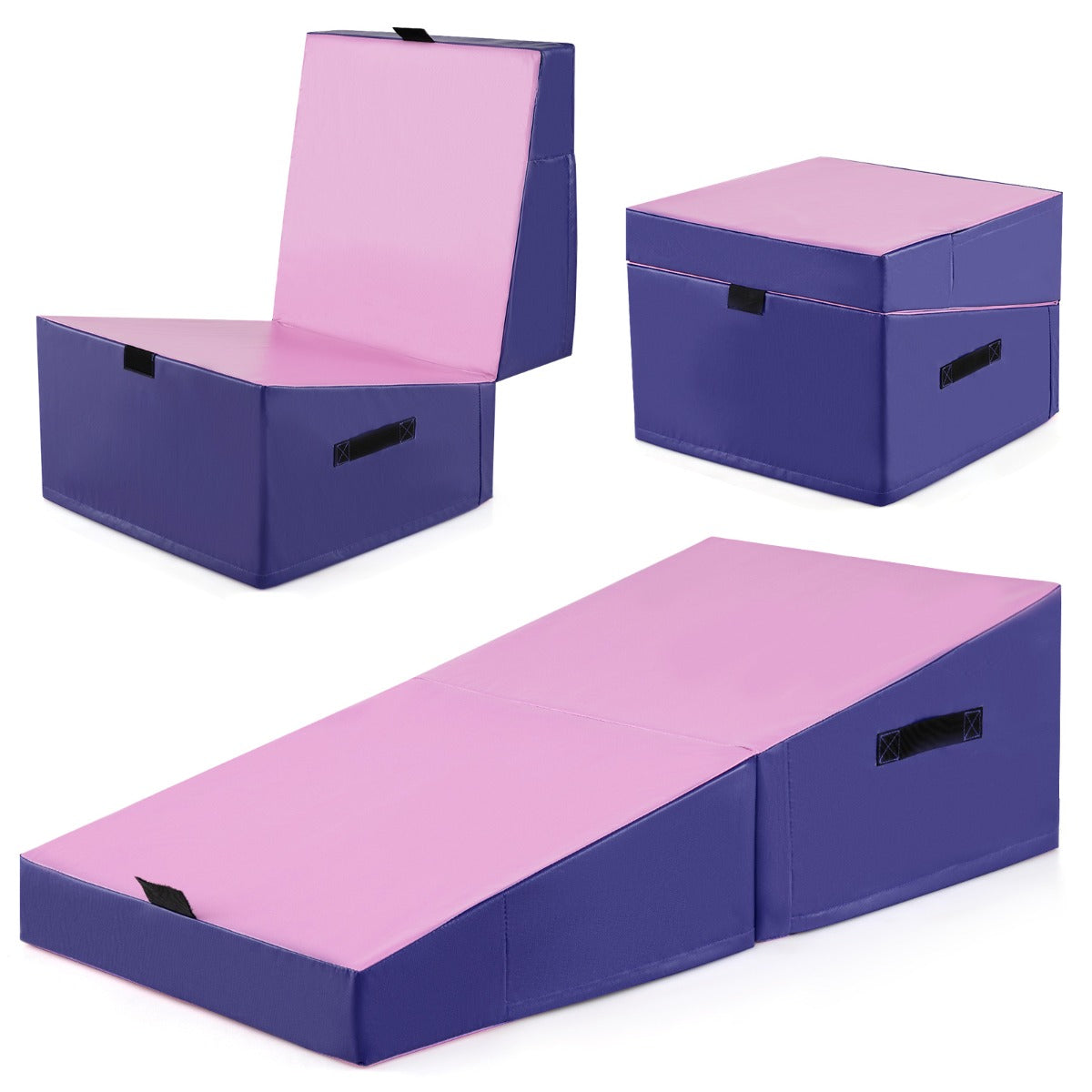 LIVSK Opvouwbare Fitnessmat - Ergonomisch en Veilig - EPE-schuim - Duurzaam PVC Leer - Ideaal voor Gymnastiek en Stretchen - Blauw