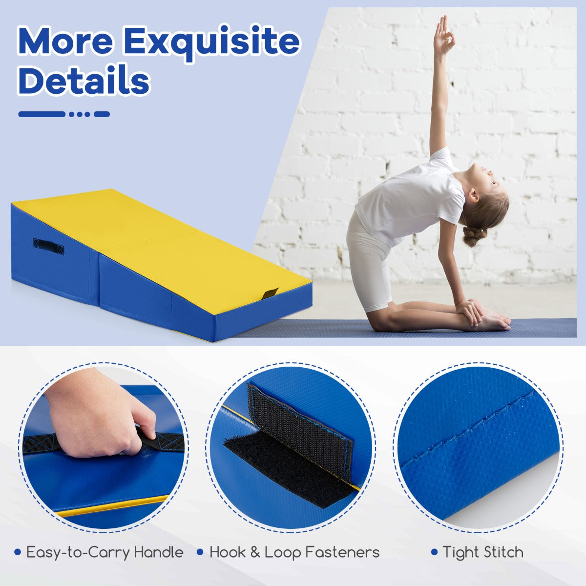 LIVSK Opvouwbare Fitnessmat - EPE-schuim - Slijtvaste PVC Bekleding - Draagbaar en Ondersteunend - 120 x 60 x 35 cm - Geel + Blauw