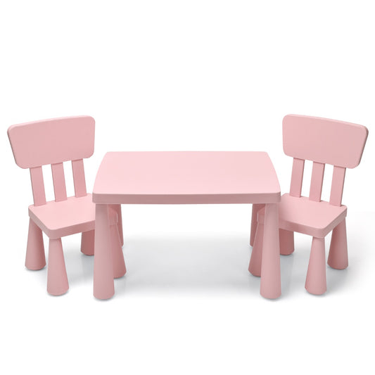 Livsk costway set met tafel en 2 kinderstoelen en fluwelen krukjes set met tafel en kinderstoelen en voetenbankjes 2