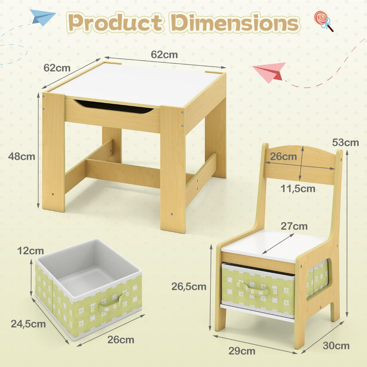 Livsk costway set met tafel en 2 stoelen voor kinderen activiteiten tafel voor peuters met afneembaar dubbelzijdig blad schoolbord en whiteboard groen 2