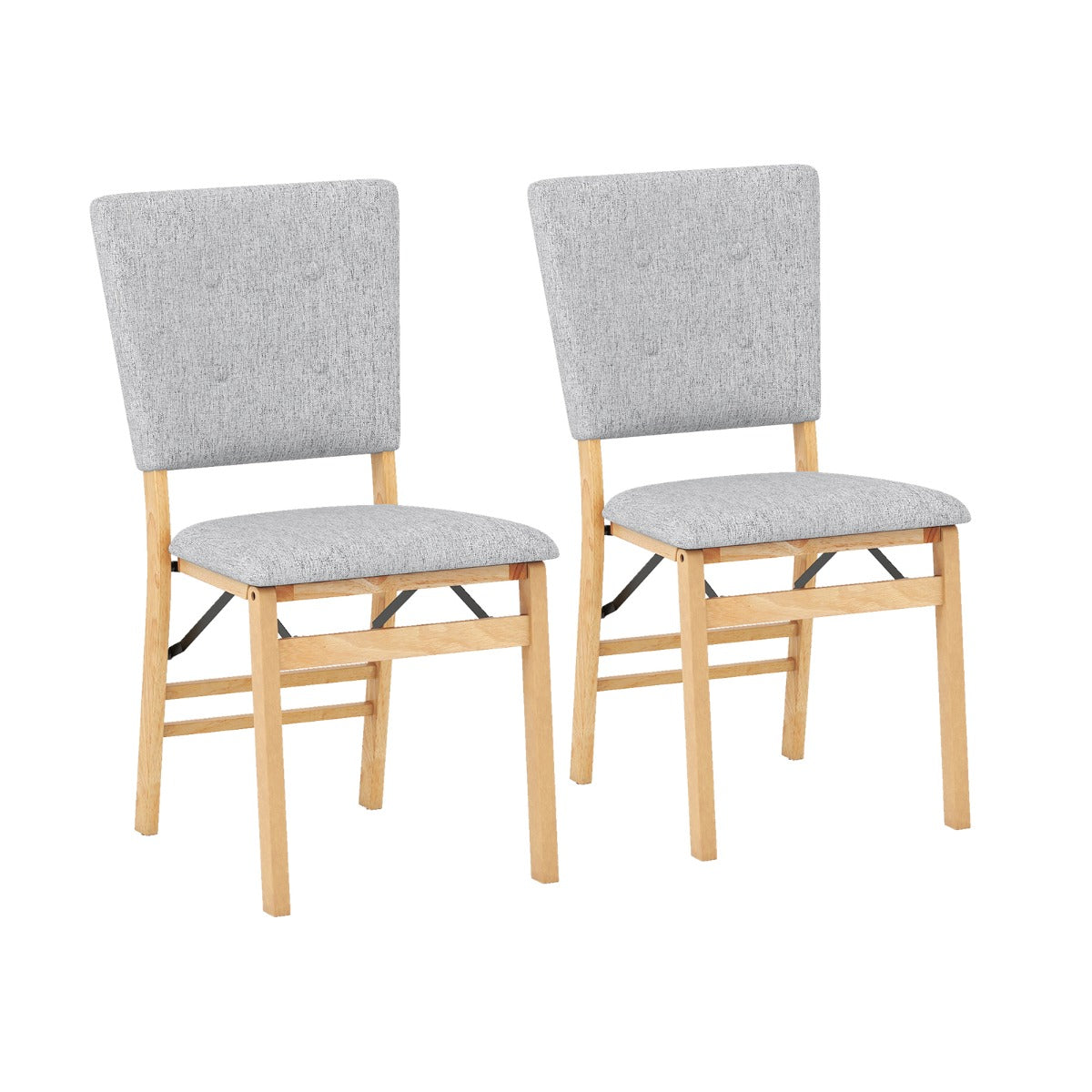 Livsk costway set opvouwbare eetkamerstoelen rubberhouten poten gestoffeerde accentstoelen voor de eetkamer 1 1