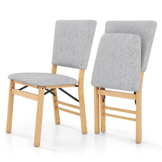 Livsk costway set opvouwbare eetkamerstoelen rubberhouten poten gestoffeerde accentstoelen voor de eetkamer