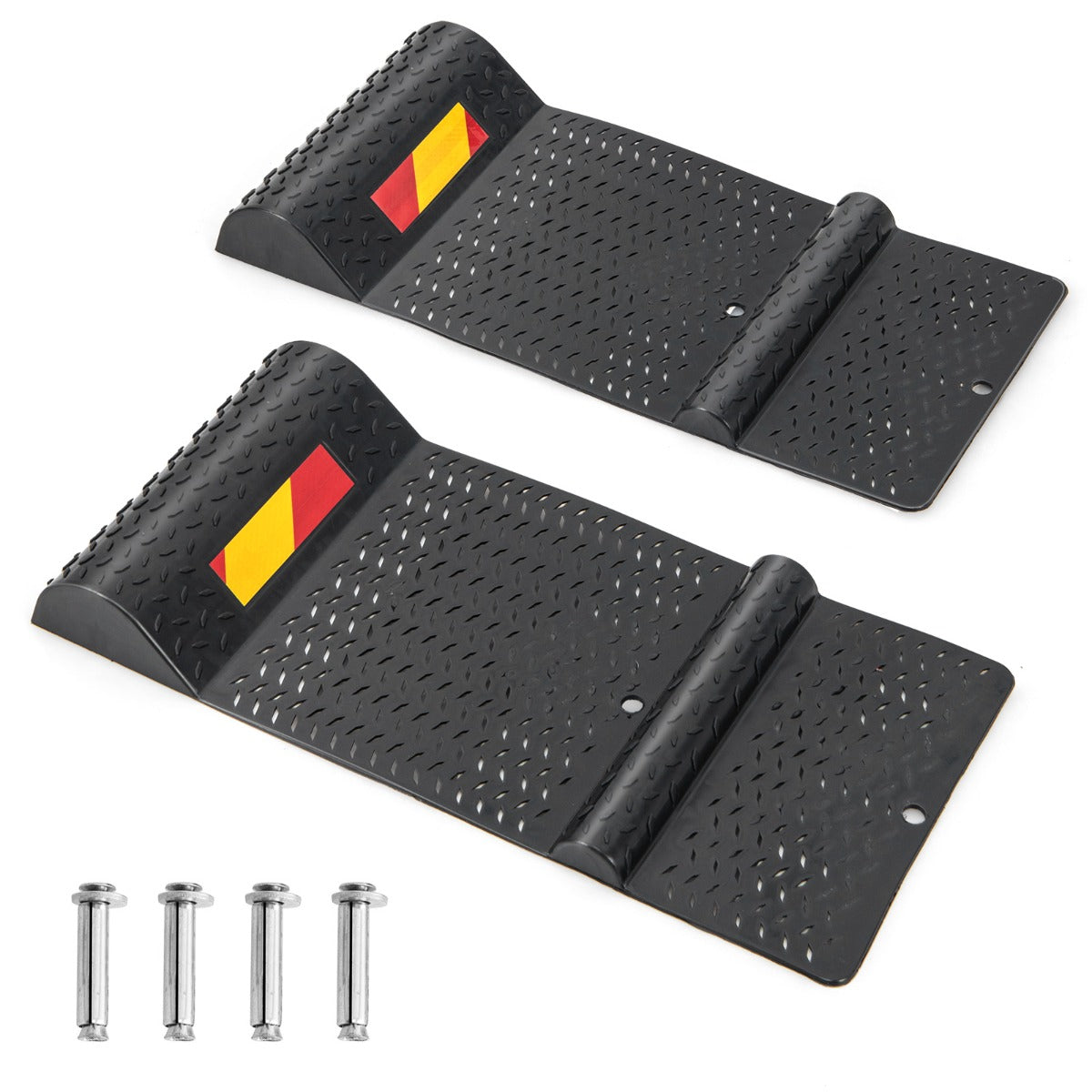 LIVSK Parkeermat voor Voertuigen - Antislip Rubber - Waarschuwingsbult en Sticker - Eenvoudige Installatie - Laadvermogen 3,5 ton