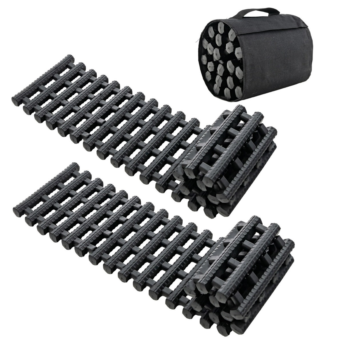 LIVSK Bandentractiematten - Oprolbaar en Duurzaam TPR - Voor Auto's en SUV's - Uitstekende Grip in Modder en Sneeuw - Zwart