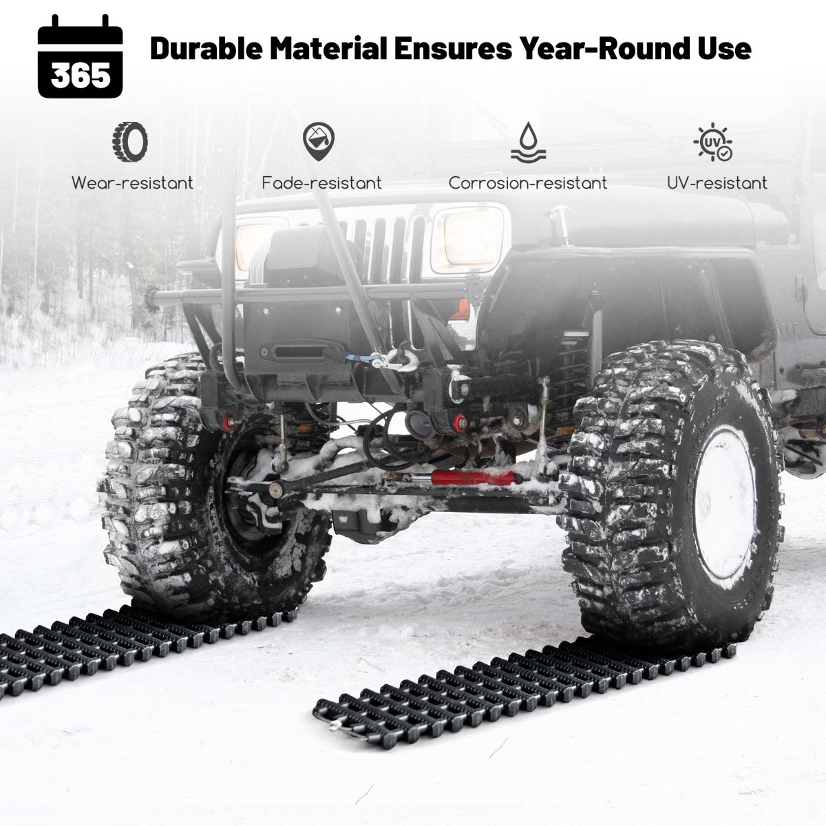 LIVSK Bandentractiematten - Oprolbaar en Duurzaam TPR - Voor Auto's en SUV's - Uitstekende Grip in Modder en Sneeuw - Zwart