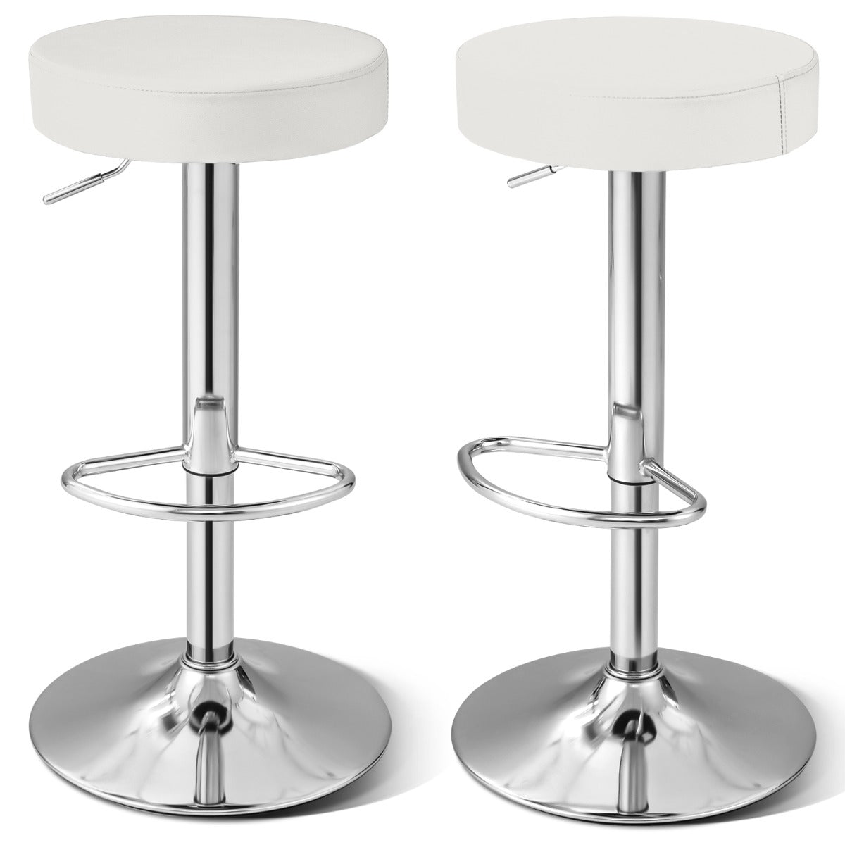 LIVSK Barkrukken Set - Verstelbare Hoogte 63,5-84 cm - 360° Draaifunctie - Antislip - Draagvermogen 115 kg - Wit