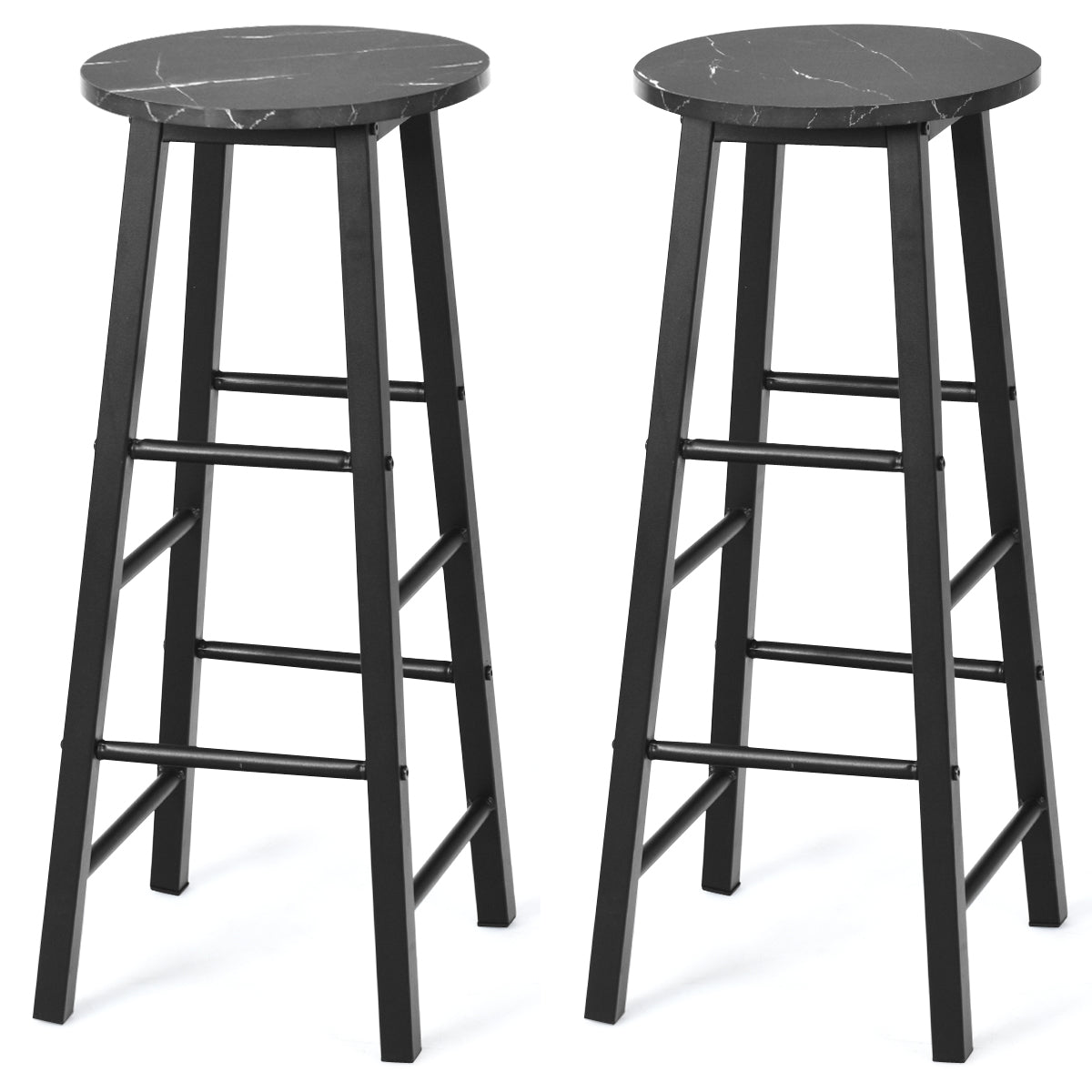 LIVSK Barkrukken Set - Hoogwaardig Spaanplaat - Ergonomische Voetensteun - Draagvermogen 115 kg - Modern Design - Zwart