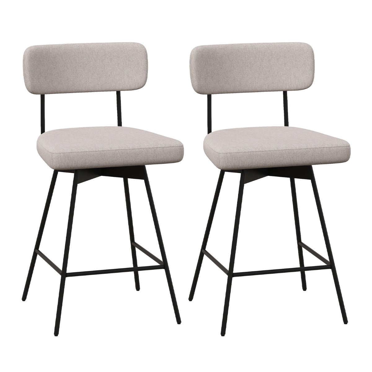 LIVSK Barkrukken Set van 2 - Draaibaar met Rugleuning - Zithoogte 63,5 cm - Voor Bartafels 89-99 cm - Beige