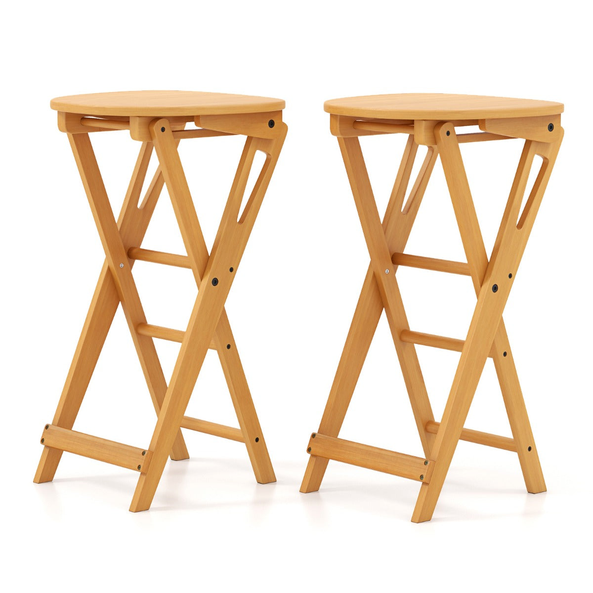 LIVSK Bamboe Barkrukken Set van 2 - Ergonomisch en Opvouwbaar - Geen Montage Nodig - Draagvermogen 150 kg - Natuur