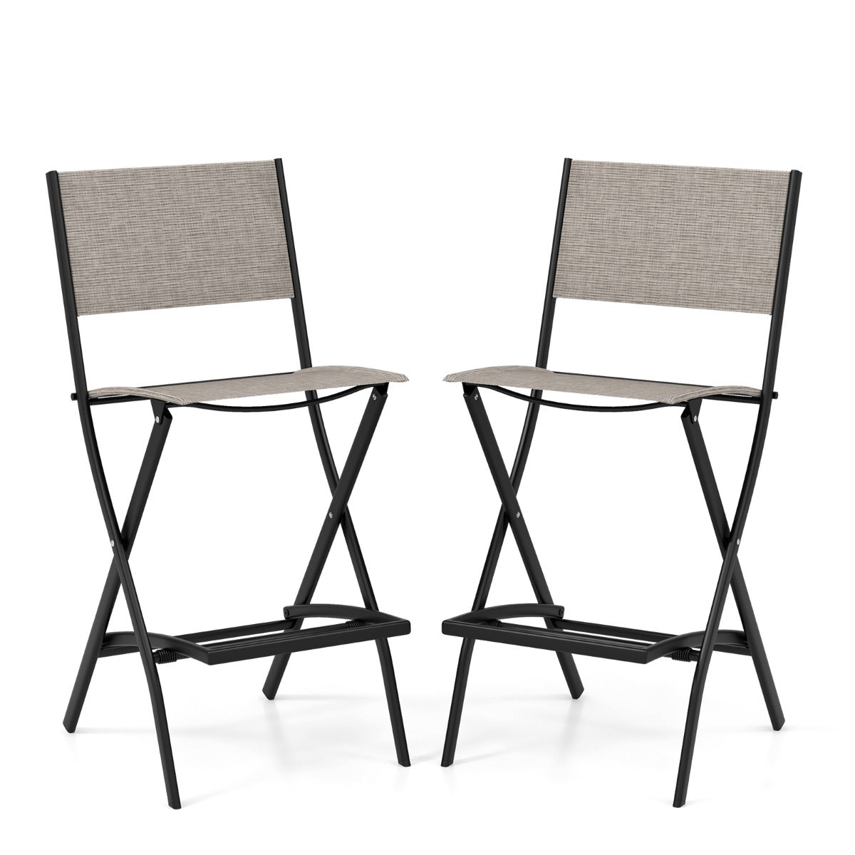 LIVSK Outdoor Barkrukset - Hoogwaardige Stof - Inklapbare Voetensteun - Roestvrij Metalen Frame - Tot 150 kg - Koffie