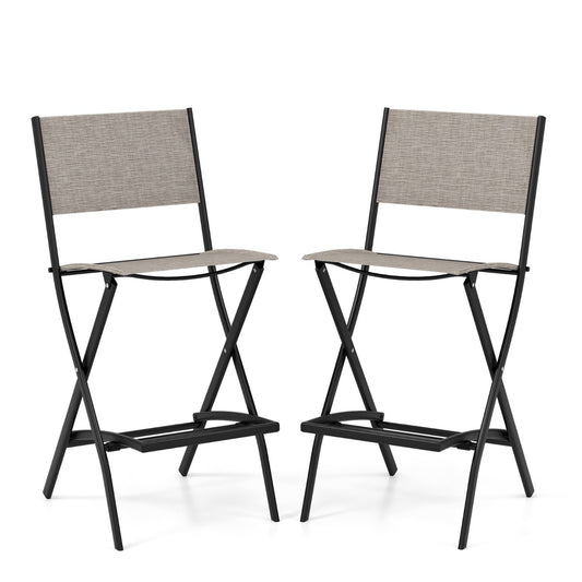 LIVSK Outdoor Barkrukset - Hoogwaardige Stof - Inklapbare Voetensteun - Roestvrij Metalen Frame - Tot 150 kg - Koffie