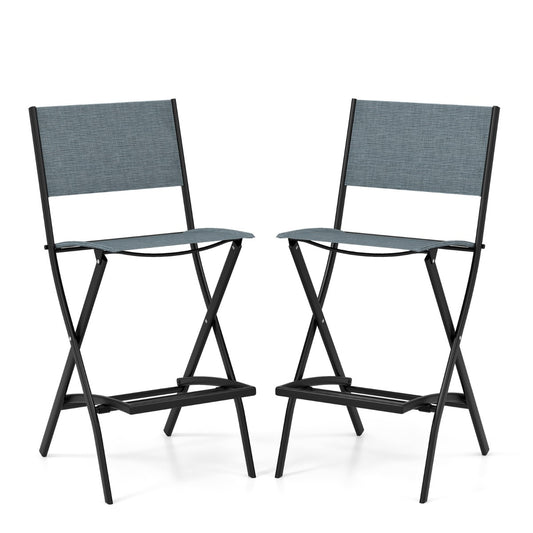 LIVSK Outdoor Barkrukken Set - Inklapbaar met Voetensteun - Duurzaam Metaal en Stof - Tot 150 kg - Koffie