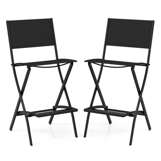 LIVSK Outdoor Barkrukken Set - Hoogwaardige Stof - Gecoat Metalen Frame - Belastbaar tot 150 kg - Eenvoudig Inklapbaar - Koffie