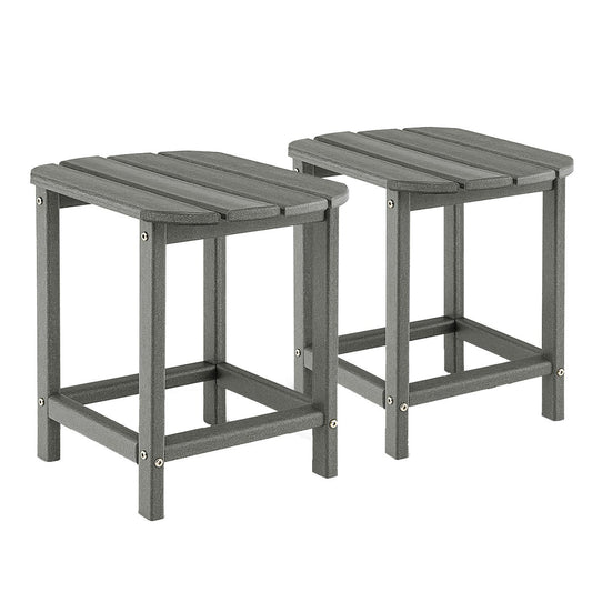 LIVSK Weerbestendige Adirondack Bijzettafels - HDPE - Groot Tafelblad - Duurzaam en Lichtgewicht - Eenvoudige Montage - Grijs