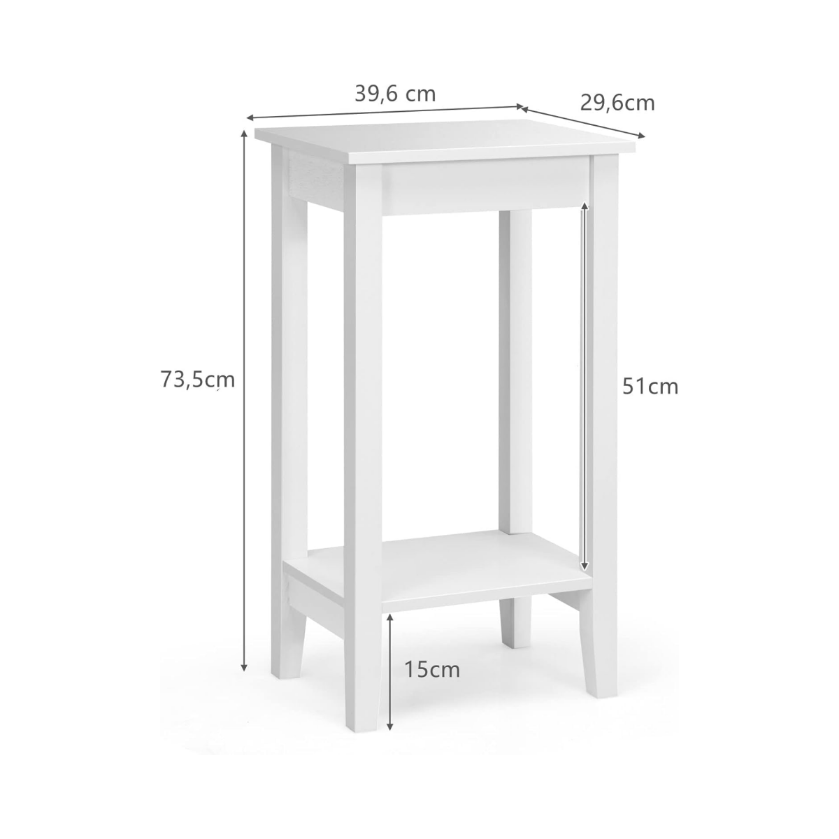 LIVSK Bijzettafel Set van 2 - Massief Houten Poten - 2 Planken - Compact en Multifunctioneel - Tot 45 kg - Wit