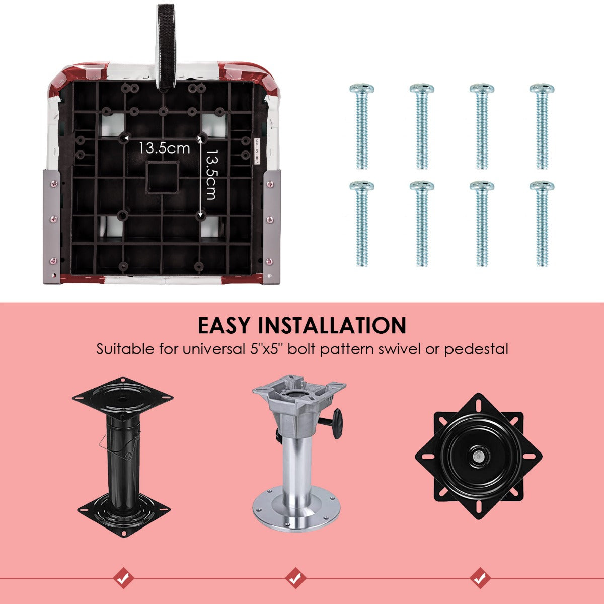 LIVSK Set van 2 Bootstoelen - Inklapbaar - Luxe Schuimvulling - Waterdicht PVC - Tot 110 kg - Rood + Wit