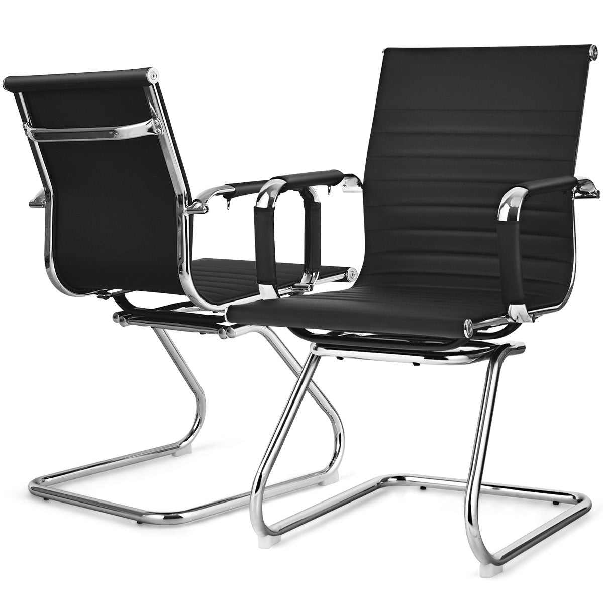 LIVSK Moderne Bureaustoel met Ergonomische Rugleuning - Stabiele Metalen Basis - Rubber Glijders - Tot 120 kg - Zwart