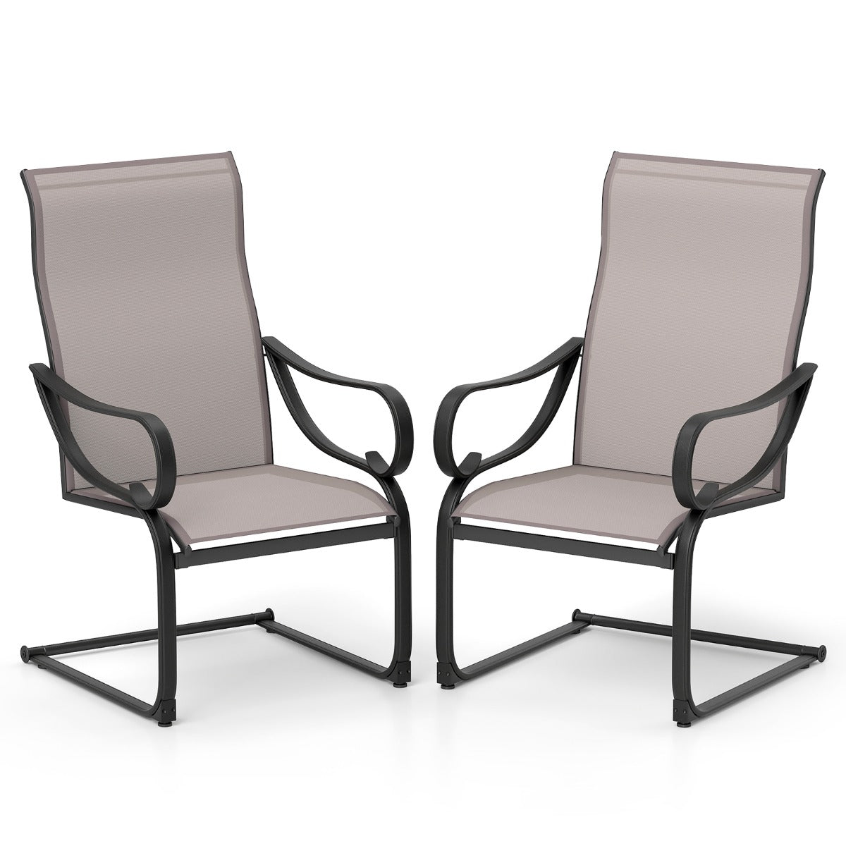 LIVSK Buitenstoelen Set van 2 - C-Veerontwerp - Ergonomische Rugleuning - Tot 150 kg - Ademend - 69 x 62 x 108 cm - Grijs