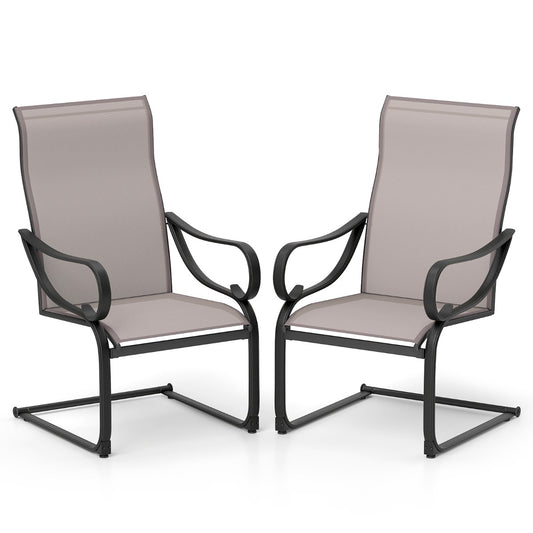 LIVSK Buitenstoelen Set van 2 - C-Veerontwerp - Ergonomische Rugleuning - Tot 150 kg - Ademend - 69 x 62 x 108 cm - Grijs