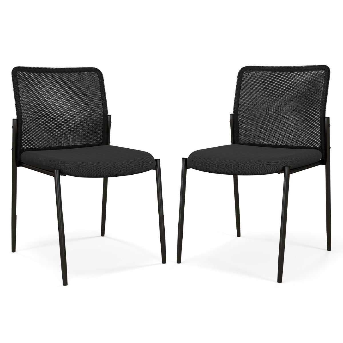 Livsk costway set van 2 conferentiestoelen stapelbare bezoekersstoelen zonder armleuningen bureaustoelen belastbaar tot 150 kg voor kantoor conferentie