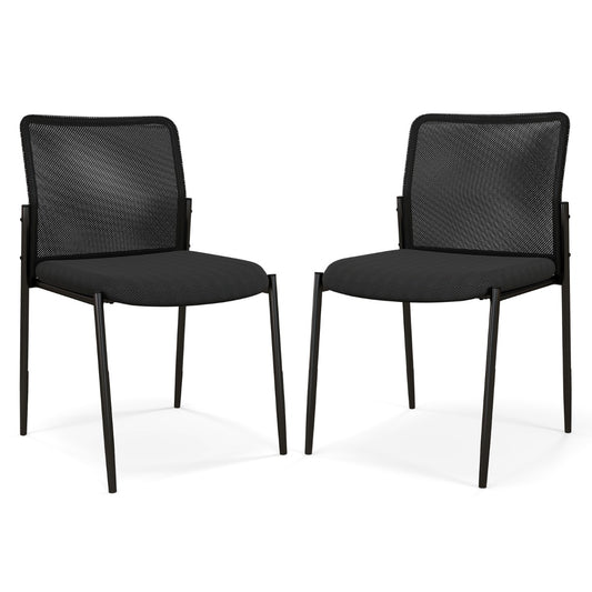 Livsk costway set van 2 conferentiestoelen stapelbare bezoekersstoelen zonder armleuningen bureaustoelen belastbaar tot 150 kg voor kantoor conferentie