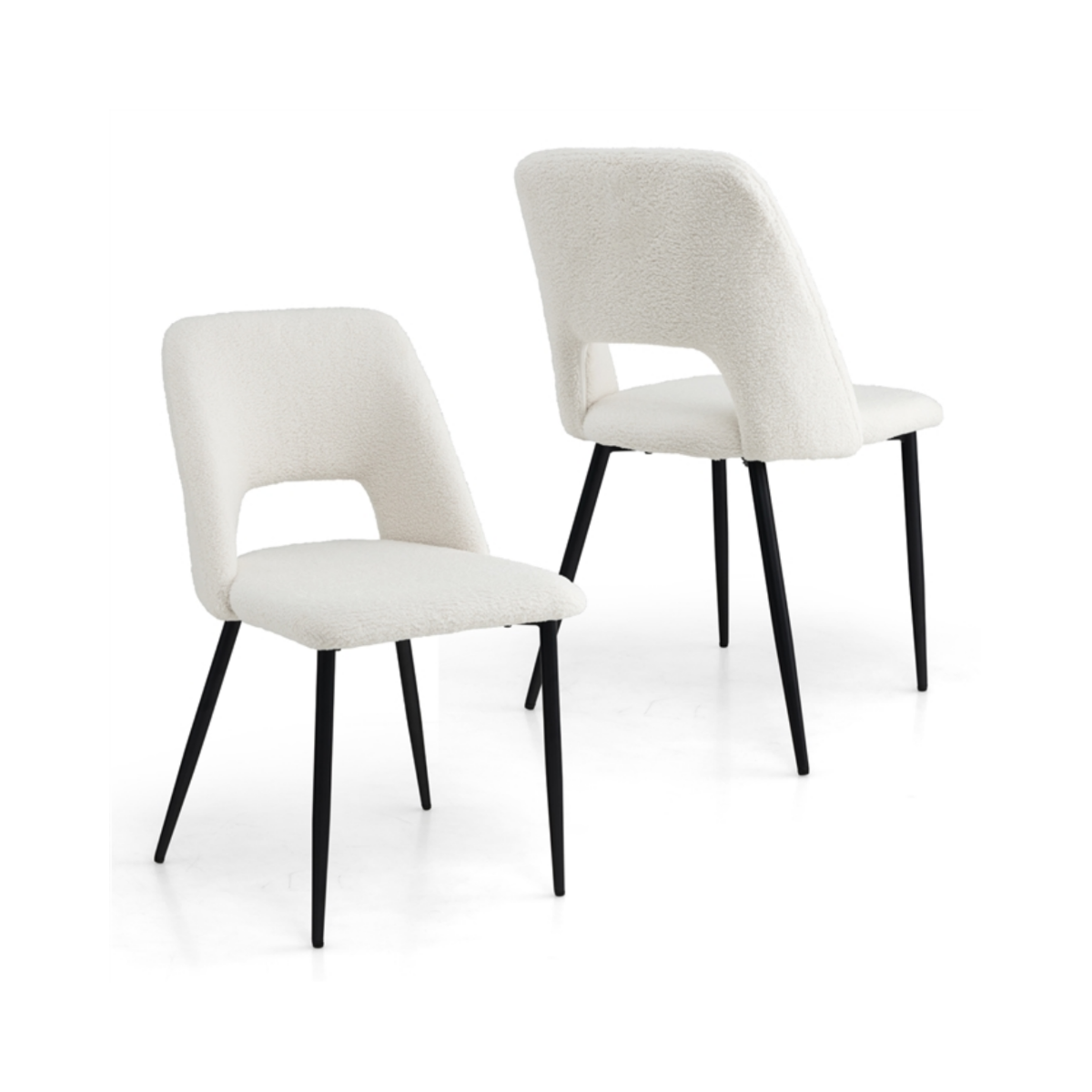LIVSK Set van 2 Eetkamerstoelen - Luxe Teddy Fluweel - Ergonomisch Ontwerp - Draagvermogen tot 150 kg - Modern en Stijlvol - Groen
