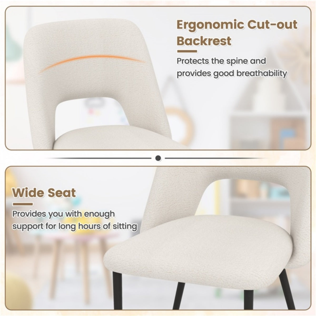LIVSK Set van 2 Eetkamerstoelen - Luxe Teddy Fluweel - Ergonomisch Ontwerp - Draagvermogen tot 150 kg - Modern en Stijlvol - Groen