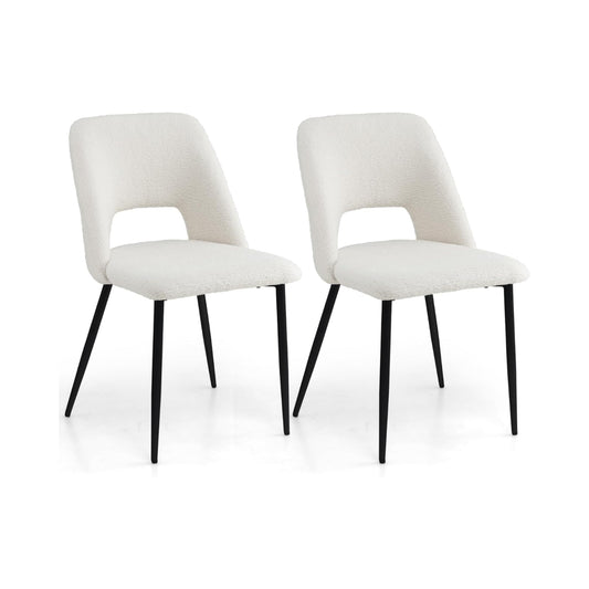 LIVSK Set van 2 Eetkamerstoelen - Luxe Teddy Fluweel - Ergonomisch Ontwerp - Draagvermogen tot 150 kg - Modern en Stijlvol - Groen