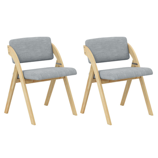 LIVSK Set van 2 Klapstoelen - Zacht Polyester met Dikke Vulling - Rubberhouten Poten - Geen Montage Nodig - Tot 181 kg - Grijs