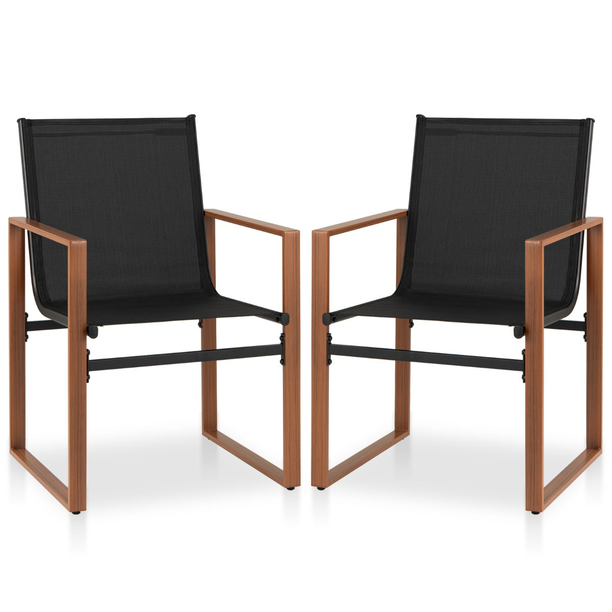 LIVSK Set van 2 Eetkamerstoelen voor Buiten - Ergonomisch Design - Ademend en Duurzaam - Geschikt voor Binnen - Bruin/Zwart