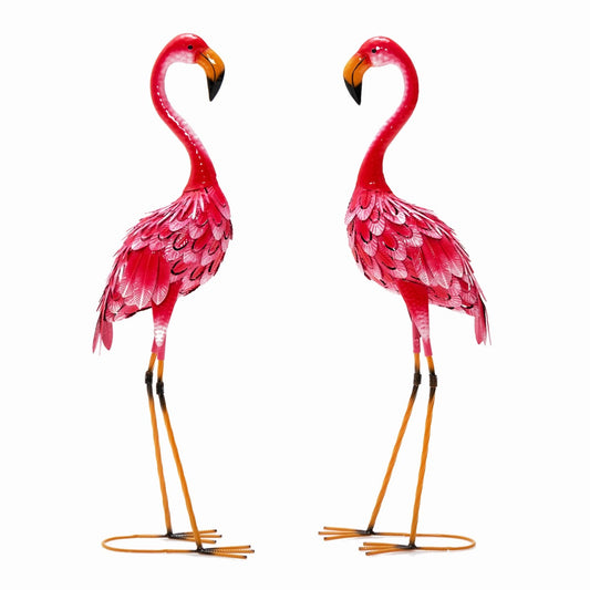 LIVSK Flamingo Beeldjes Set - Sterk Metaal - Waterdicht - Eenvoudige Montage - 20 x 27 x 89 cm - Roze