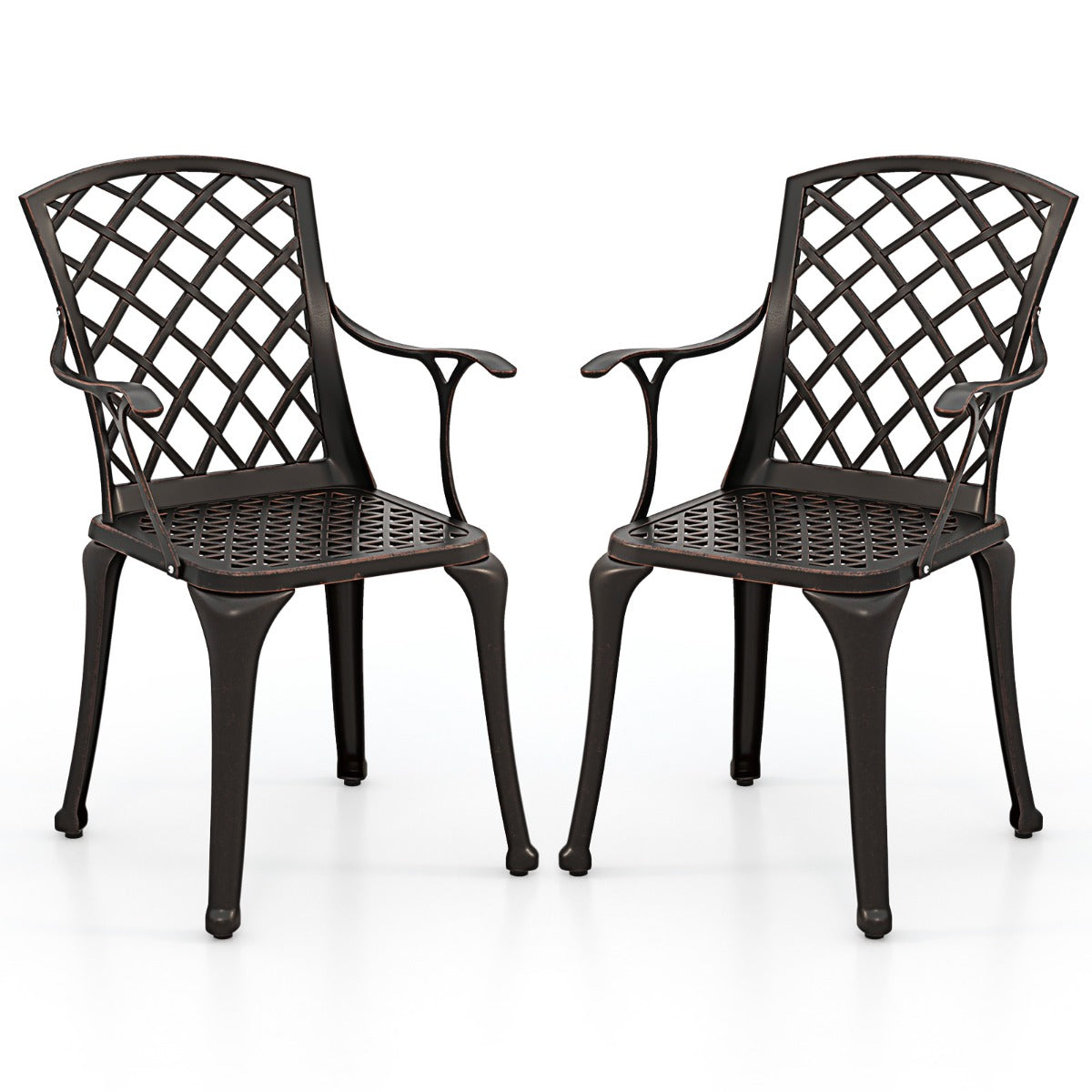 LIVSK Terrasstoelen Set van 2 - Ergonomisch met Ademend Mesh - Verstelbare Voetsteunen - Draagvermogen 150 kg - Koper