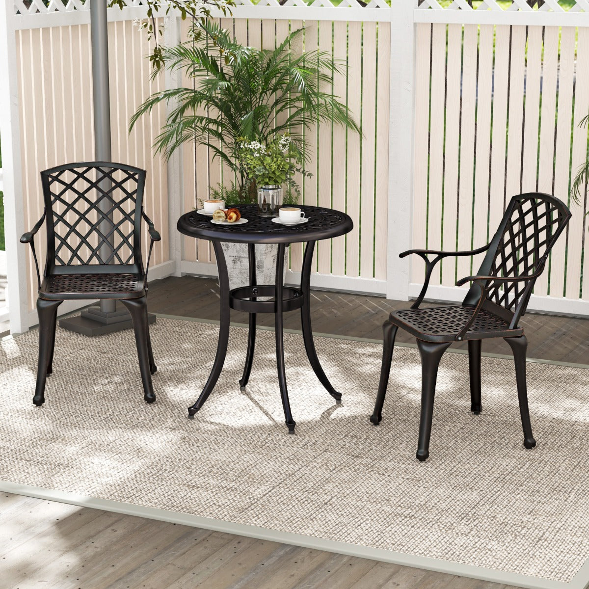 LIVSK Terrasstoelen Set van 2 - Ergonomisch met Ademend Mesh - Verstelbare Voetsteunen - Draagvermogen 150 kg - Koper