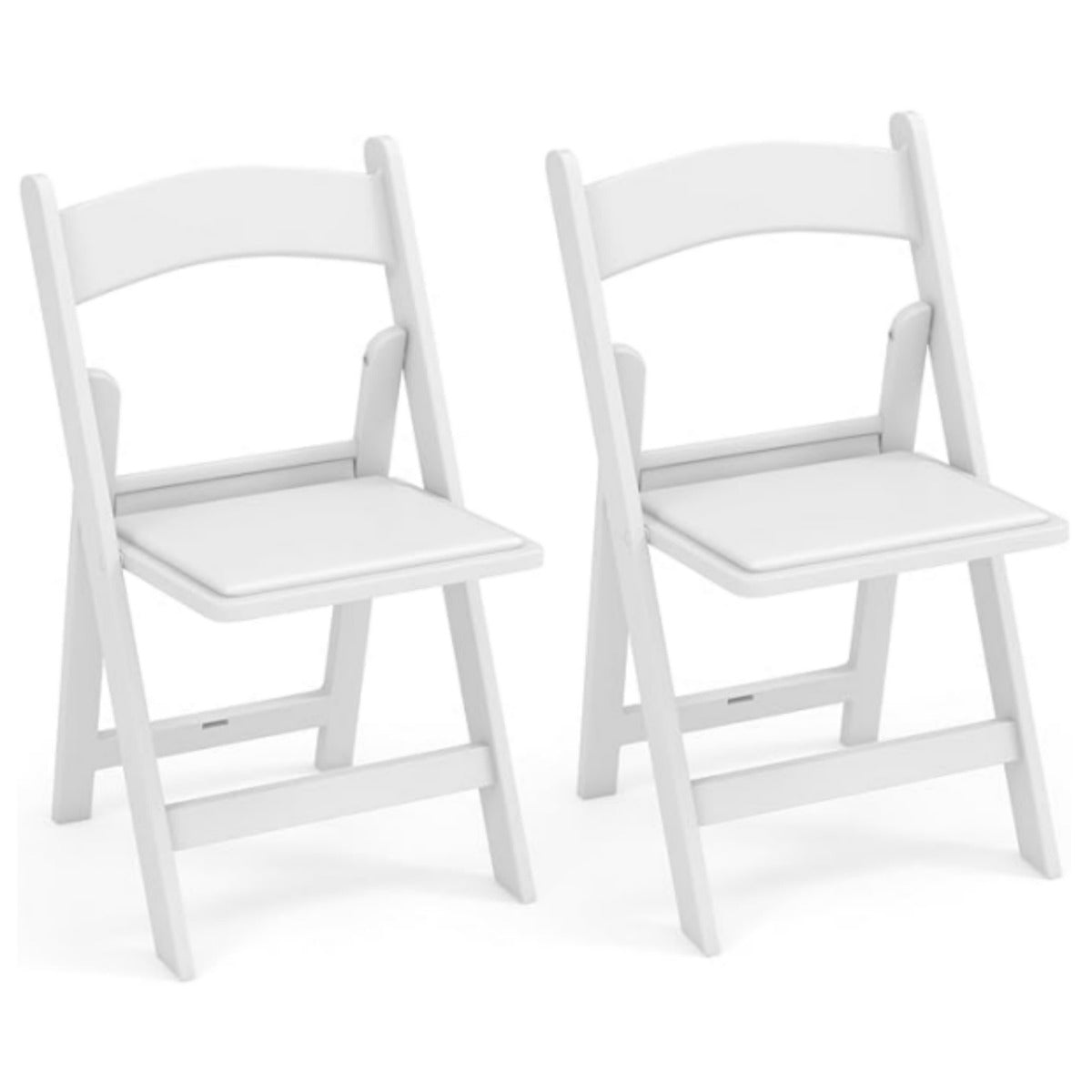 LIVSK Draagbare Klapstoelen Set - Weerbestendig Harsframe - Gevoerde Zitting - Snel Opvouwbaar - Tot 550 kg - Wit