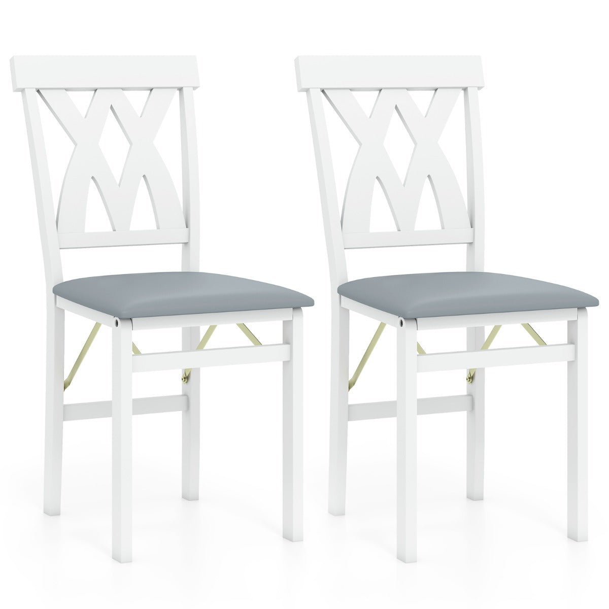 LIVSK Eetkamerstoelen Set van 2 - Rubberhouten Frame - Ergonomische Rugleuning - Opvouwbaar - Max 150 kg - Walnoot/Wit
