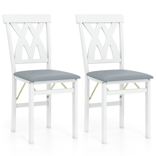 LIVSK Eetkamerstoelen Set van 2 - Rubberhouten Frame - Ergonomische Rugleuning - Opvouwbaar - Max 150 kg - Walnoot/Wit