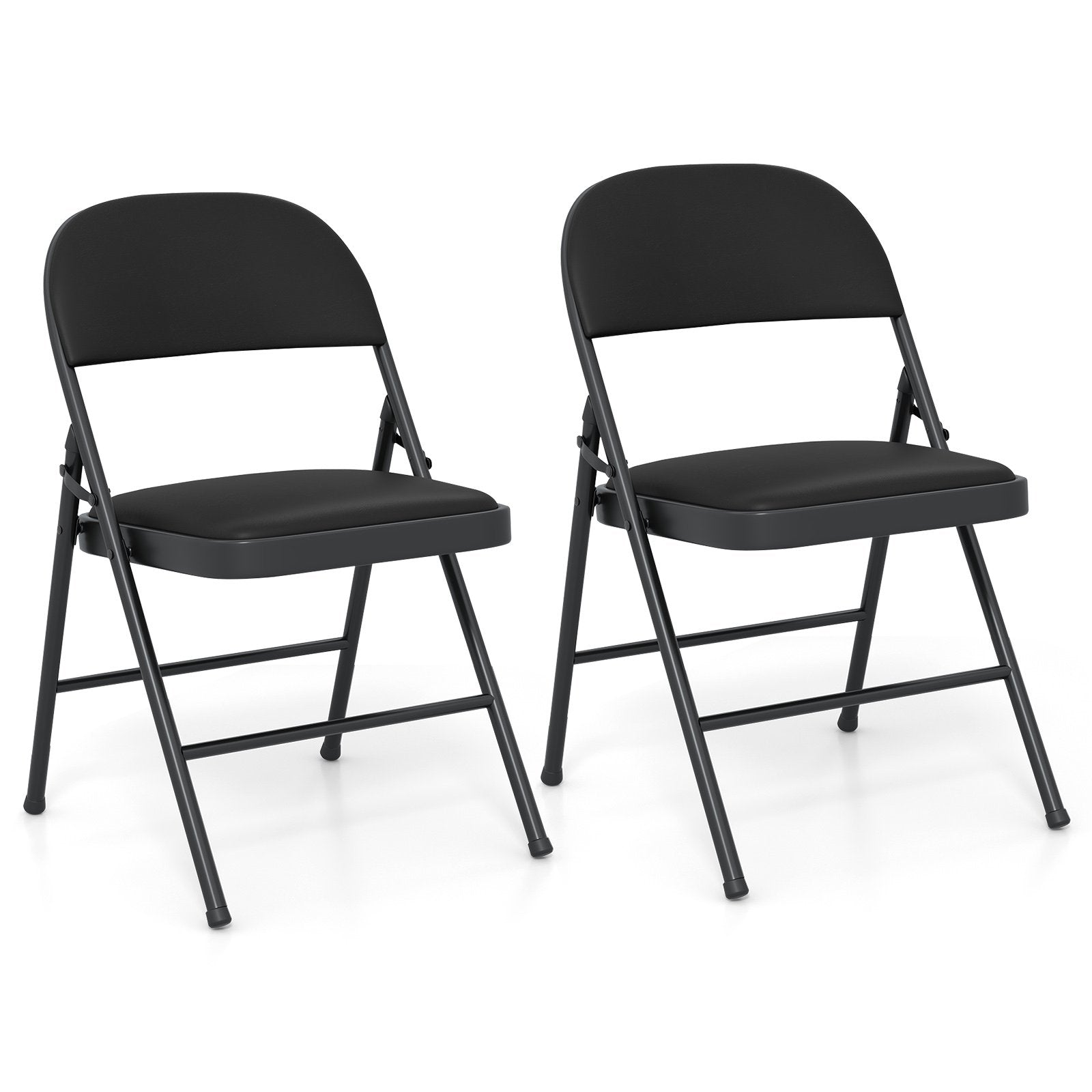 LIVSK Klapstoelen Set - Ergonomische Rugleuning - Hoogwaardig PVC Leer - Ruimtebesparend - Tot 150 kg - Zwart
