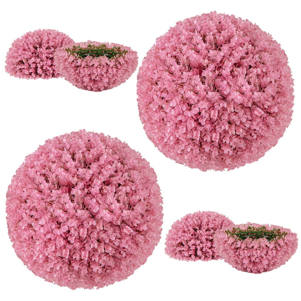 LIVSK Set van 2 Kunstmatige Eucalyptusballen 44 cm - UV-bestendig - Onderhoudsvrij - Voor Binnen en Buiten - Roze