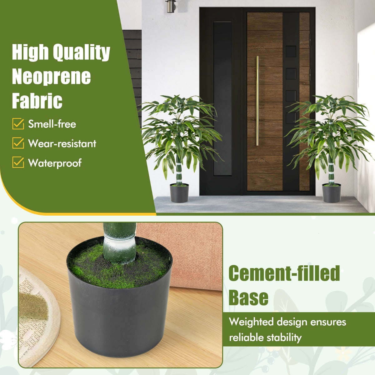LIVSK Kunstmatige Bamboeboom Set van 2 - Realistisch Design - Flexibele Takken - Duurzaam en Waterdicht - 100 cm - Groen
