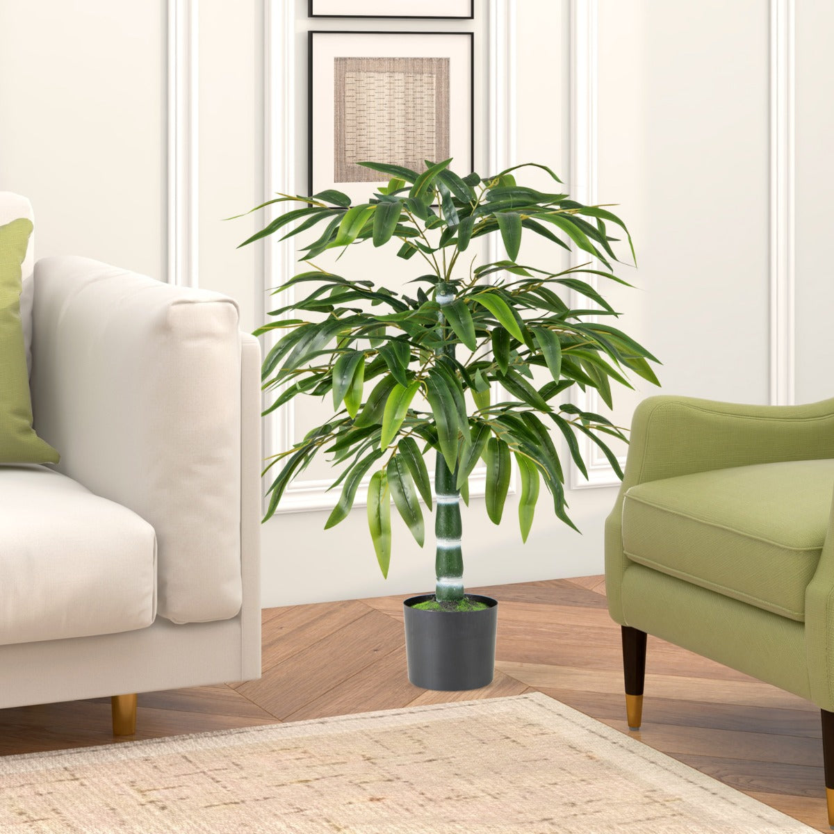 LIVSK Kunstmatige Bamboeboom Set van 2 - Realistisch Design - Flexibele Takken - Duurzaam en Waterdicht - 100 cm - Groen