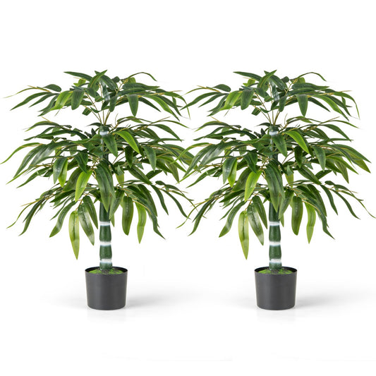 LIVSK Kunstmatige Bamboeboom Set van 2 - Realistisch Design - Flexibele Takken - Duurzaam en Waterdicht - 100 cm - Groen