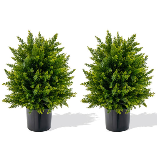 LIVSK Set van 2 Kunstceder-Topiary-Ballenbomen - UV-bestendig - Onderhoudsvriendelijk - Hoogte 55 cm - Groen