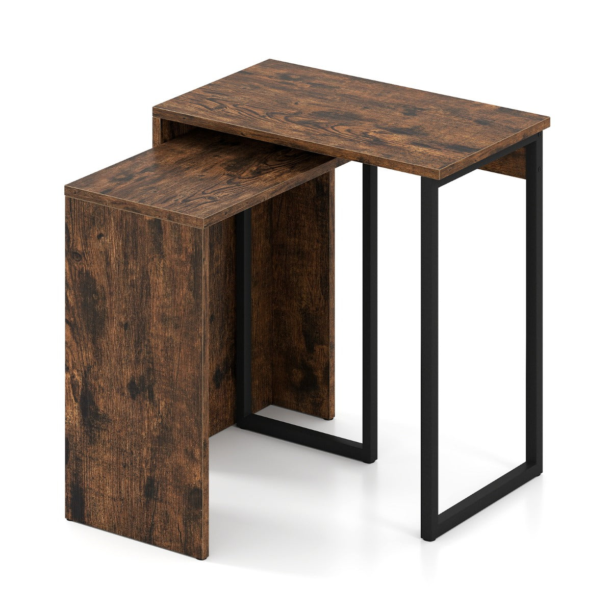 LIVSK Nestbare Bijzettafels Set van 2 - Stabiel Metalen Frame - Ruime Bladen - Multifunctioneel - 50,8 x 30,48 x 53,34 cm -