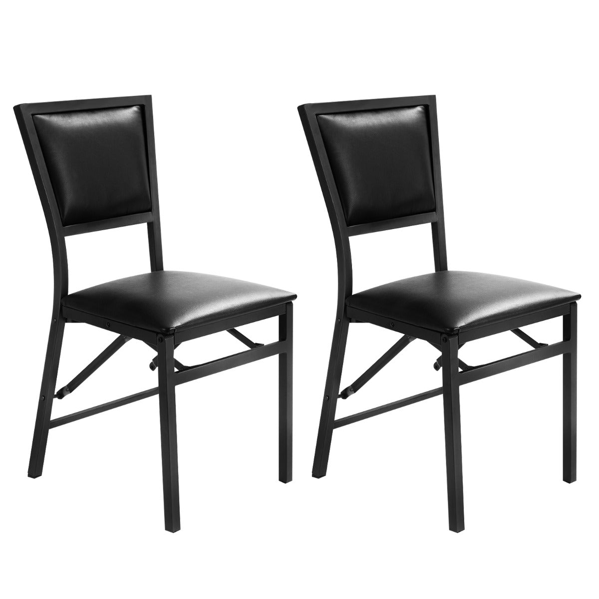 Livsk costway set van 2 metalen klapstoelen counterhoogte pu gestoffeerde bijzetstoelen hoge rugleuning metalen frame voor keuken eetkamer