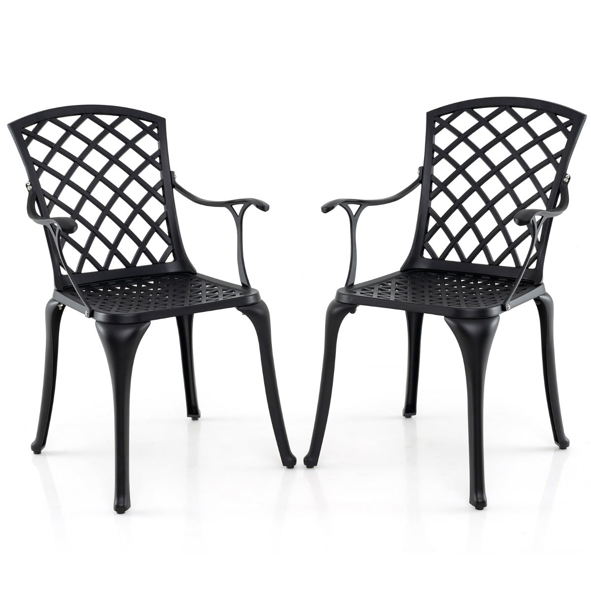 LIVSK Set van 2 Terrasstoelen - Ergonomisch Ontwerp - Ademend Mesh - Verstelbare Voetsteunen - Draagvermogen 150 kg - Zwart